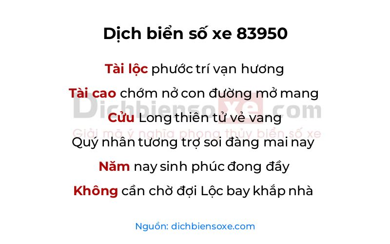Dịch thơ biển số 83950