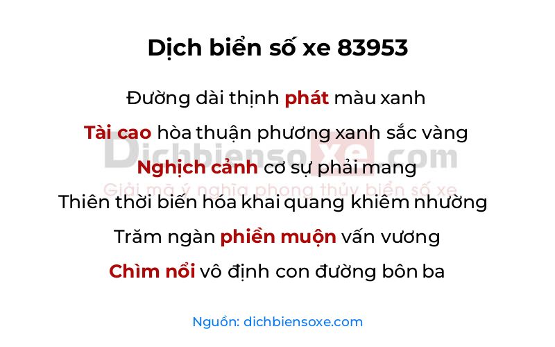 Dịch thơ biển số 83953