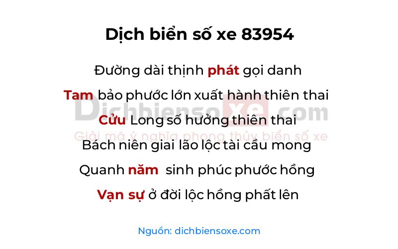 Dịch thơ biển số 83954