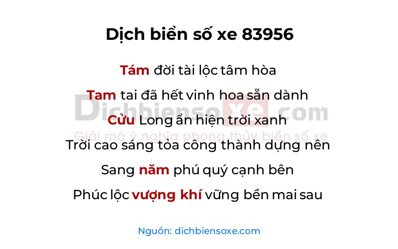 Dịch thơ biển số 83956