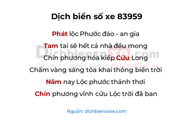 Dịch thơ biển số 83959