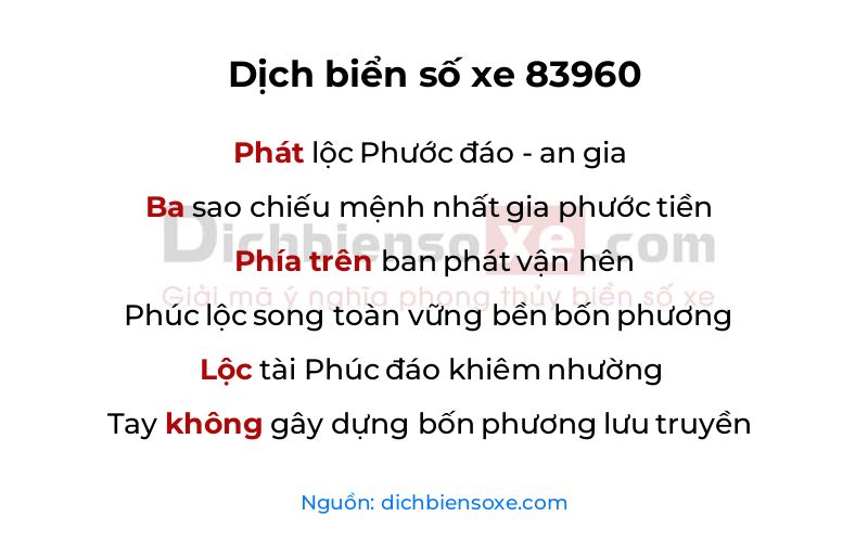 Dịch thơ biển số 83960