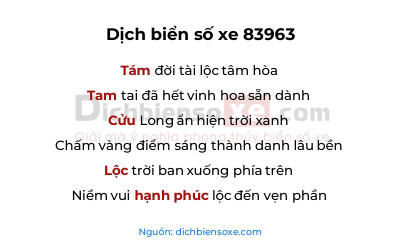 Dịch thơ biển số 83963
