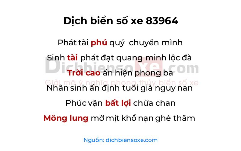 Dịch thơ biển số 83964