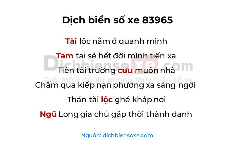 Dịch thơ biển số 83965