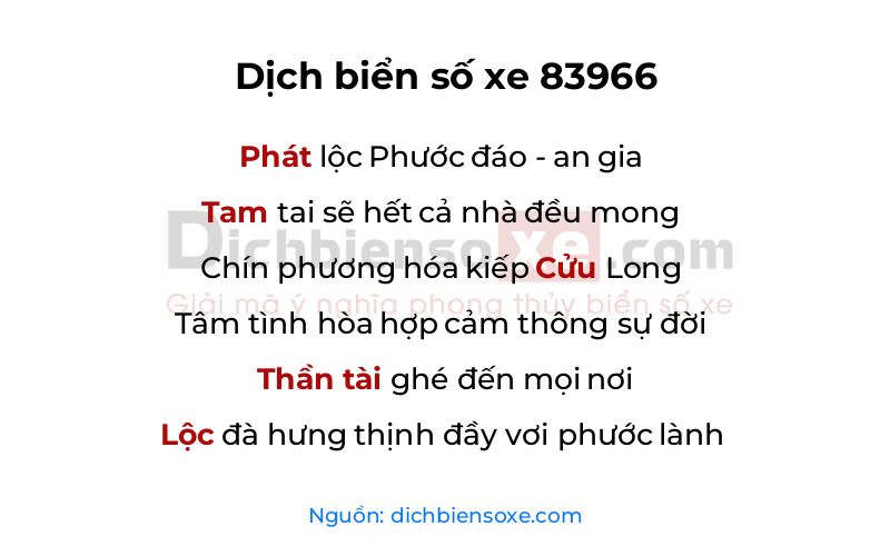Dịch thơ biển số 83966