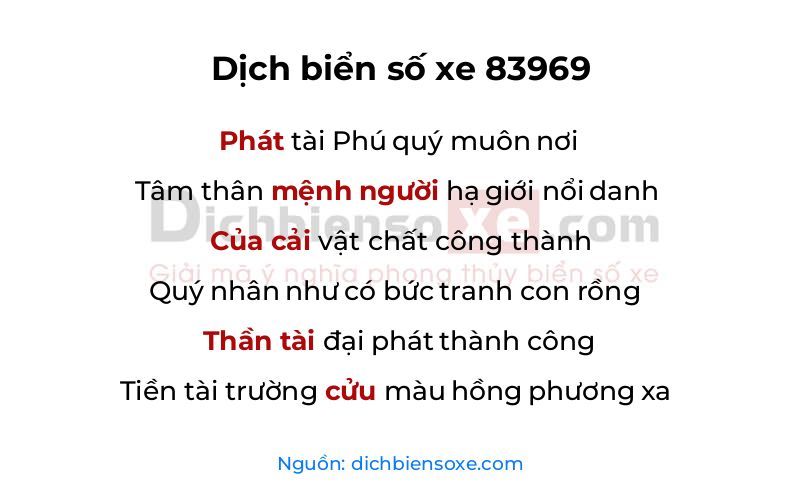 Dịch thơ biển số 83969