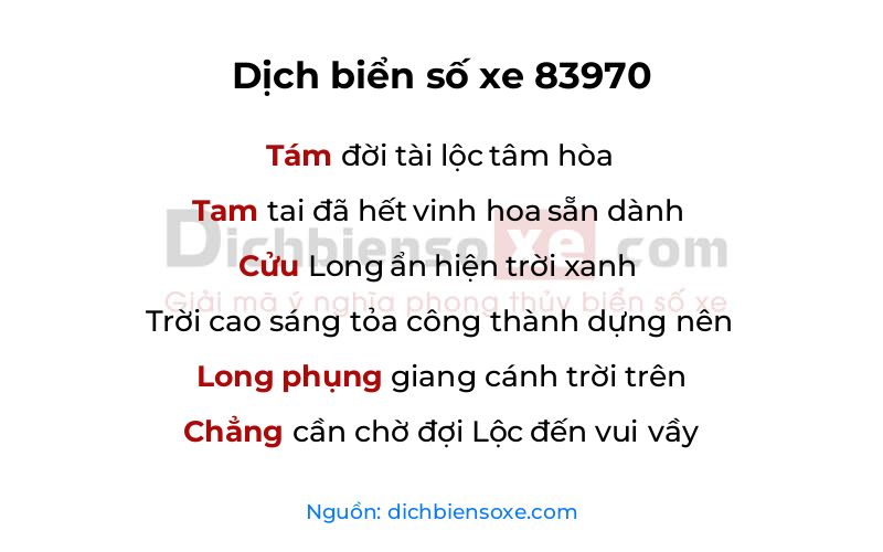 Dịch thơ biển số 83970