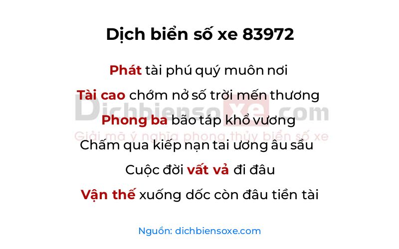 Dịch thơ biển số 83972