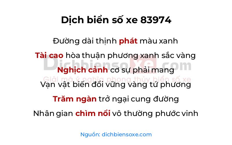 Dịch thơ biển số 83974