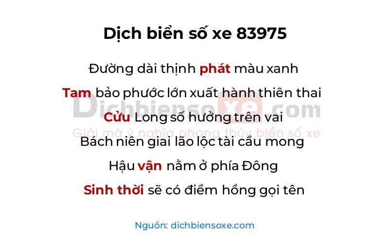 Dịch thơ biển số 83975