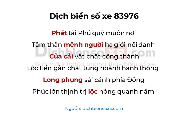 Dịch thơ biển số 83976