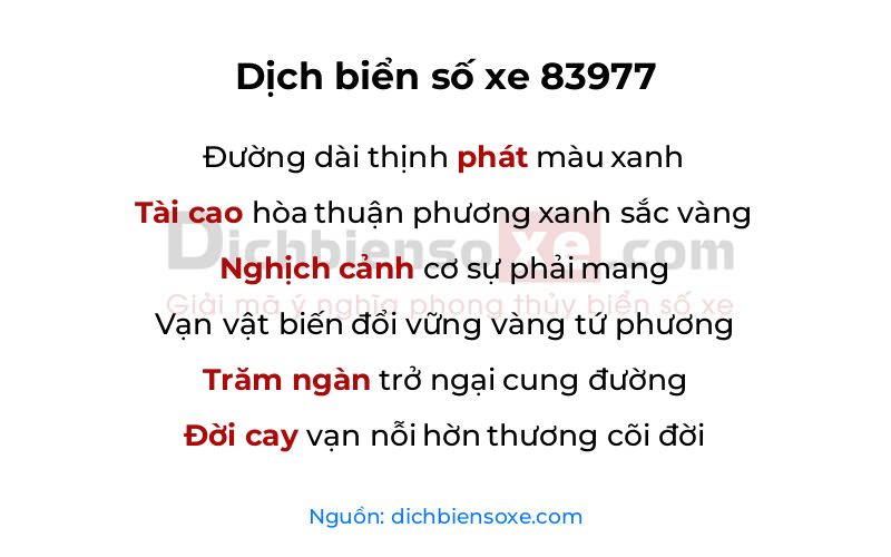 Dịch thơ biển số 83977