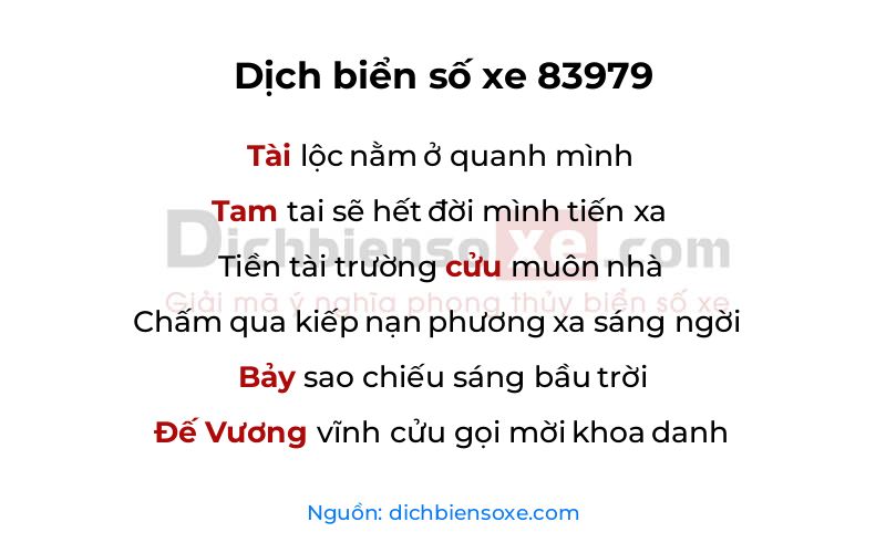 Dịch thơ biển số 83979