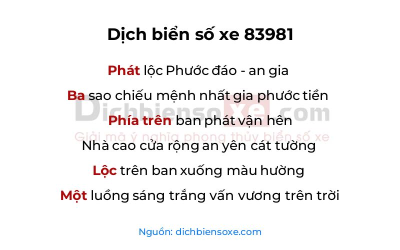 Dịch thơ biển số 83981