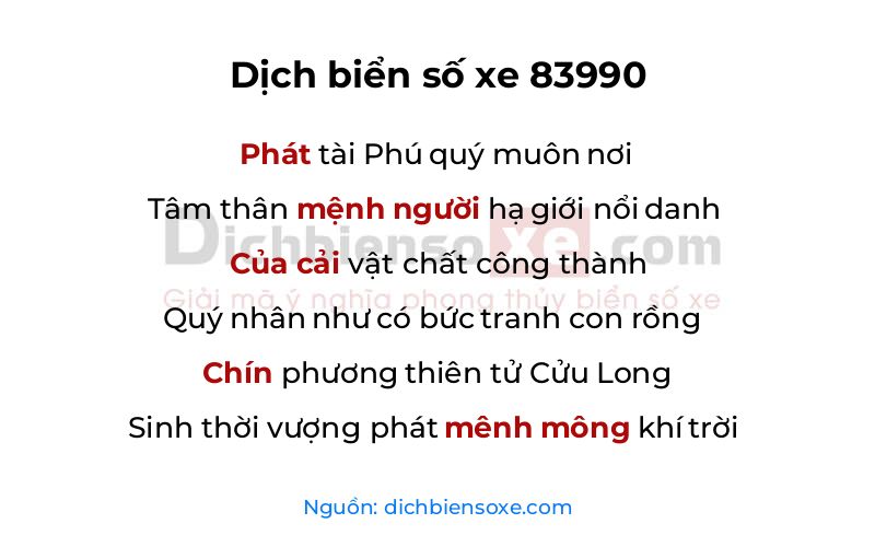Dịch thơ biển số 83990