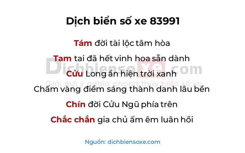 Dịch thơ biển số 83991