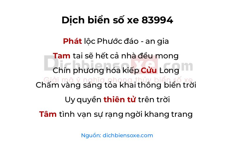 Dịch thơ biển số 83994