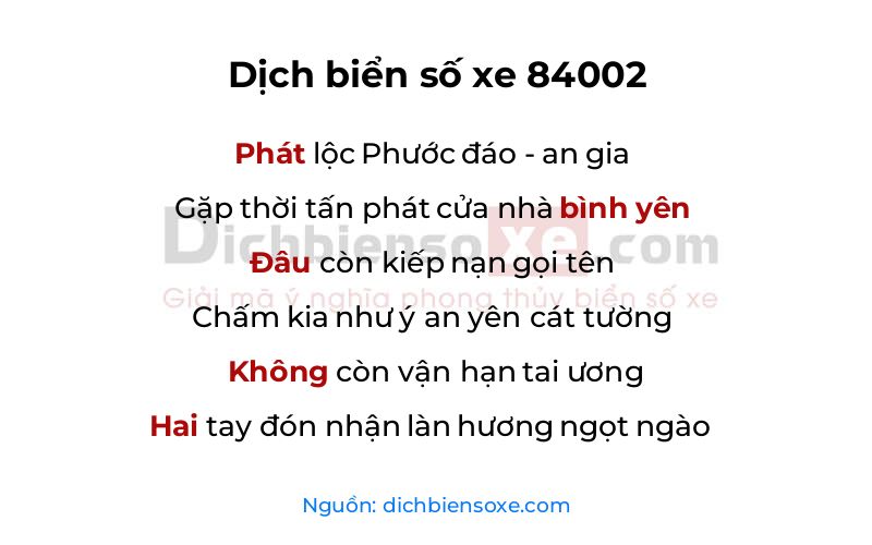 Dịch thơ biển số 84002