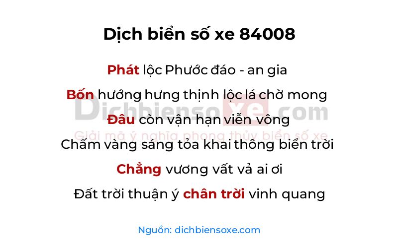 Dịch thơ biển số 84008