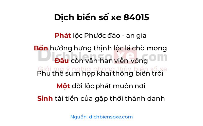 Dịch thơ biển số 84015