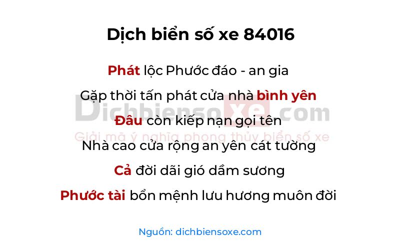 Dịch thơ biển số 84016