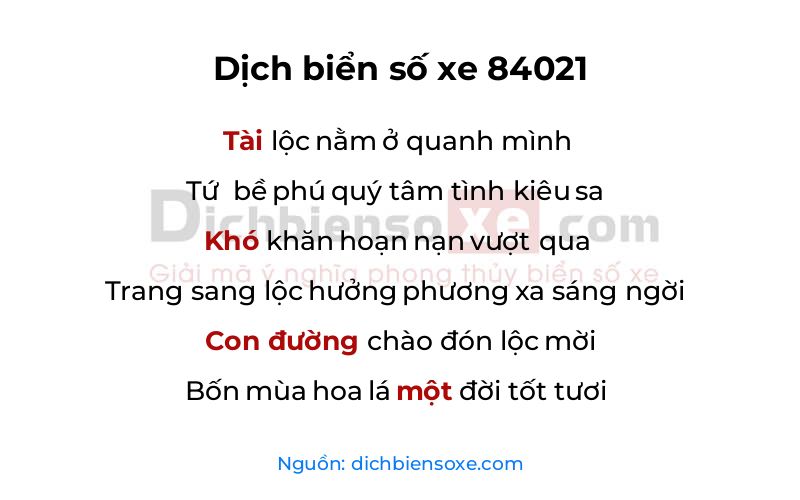 Dịch thơ biển số 84021