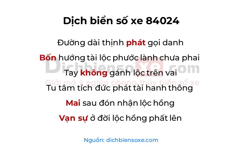Dịch thơ biển số 84024