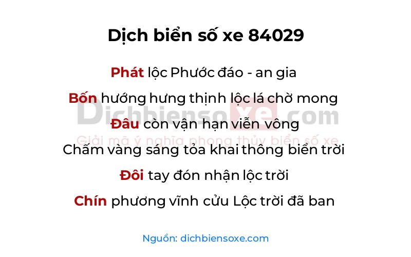 Dịch thơ biển số 84029