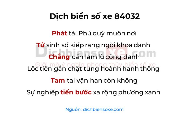 Dịch thơ biển số 84032