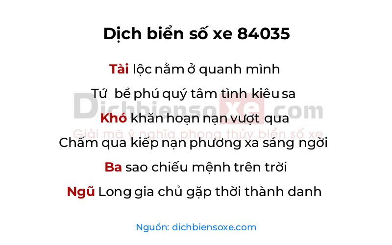 Dịch thơ biển số 84035