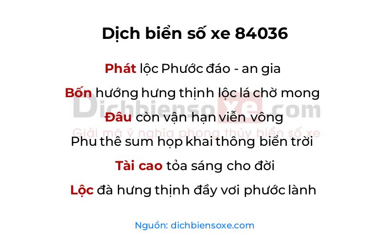 Dịch thơ biển số 84036