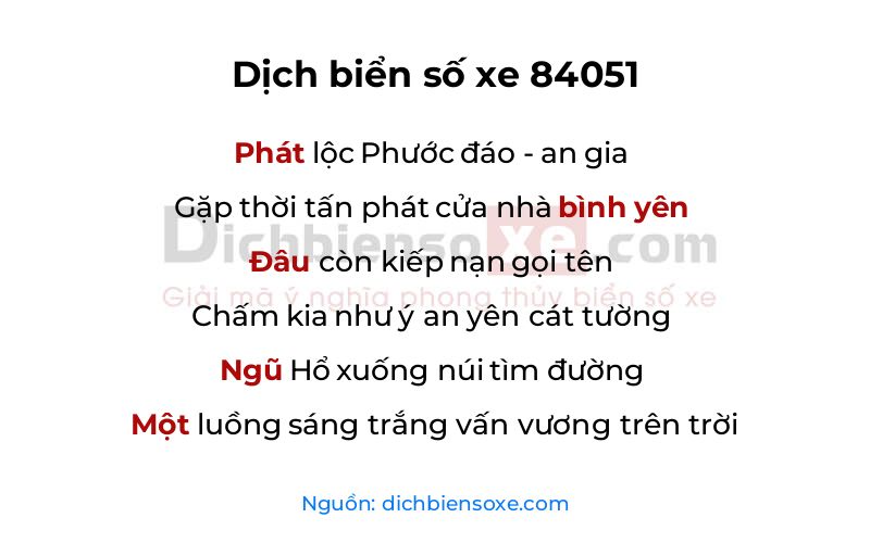 Dịch thơ biển số 84051
