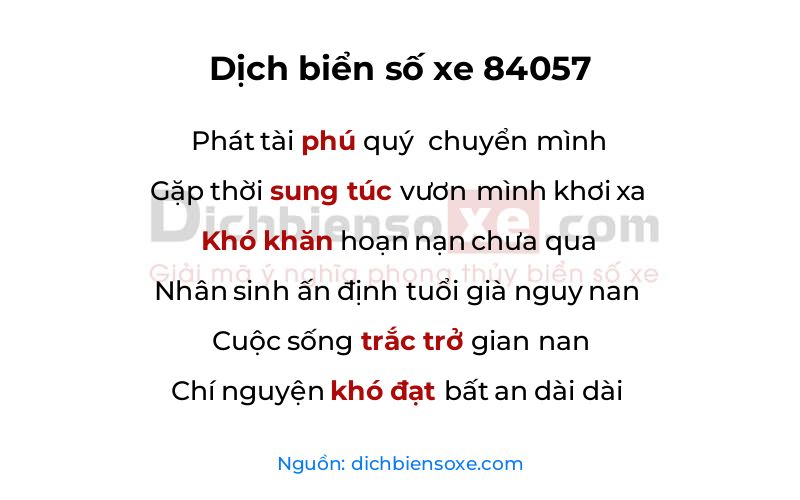 Dịch thơ biển số 84057