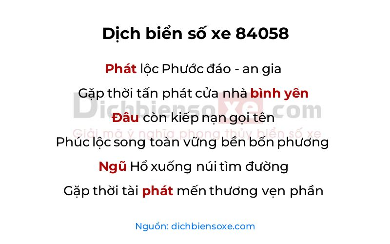 Dịch thơ biển số 84058