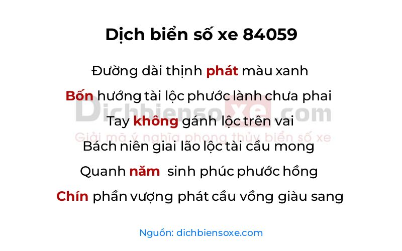 Dịch thơ biển số 84059