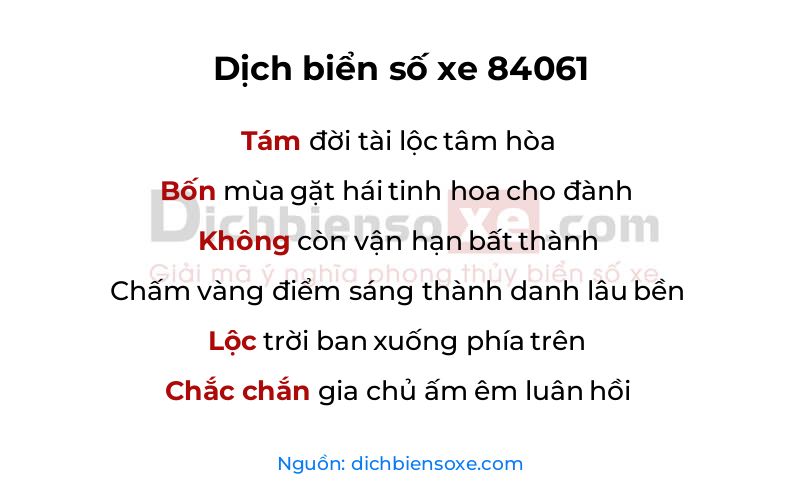 Dịch thơ biển số 84061