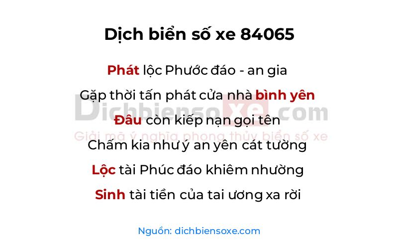 Dịch thơ biển số 84065