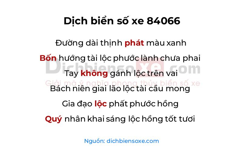Dịch thơ biển số 84066