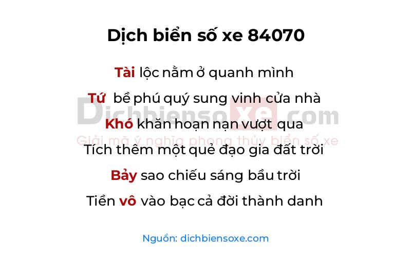Dịch thơ biển số 84070