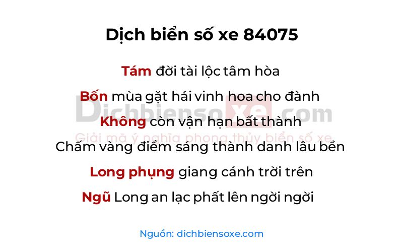 Dịch thơ biển số 84075