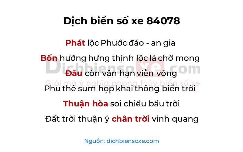 Dịch thơ biển số 84078