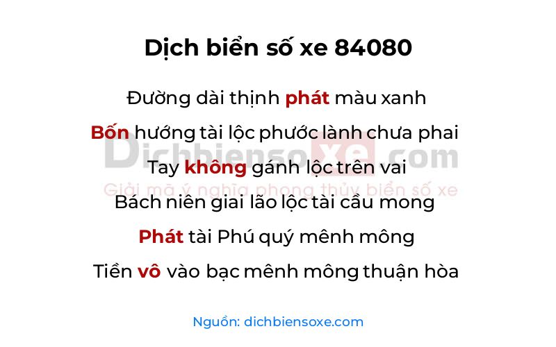 Dịch thơ biển số 84080