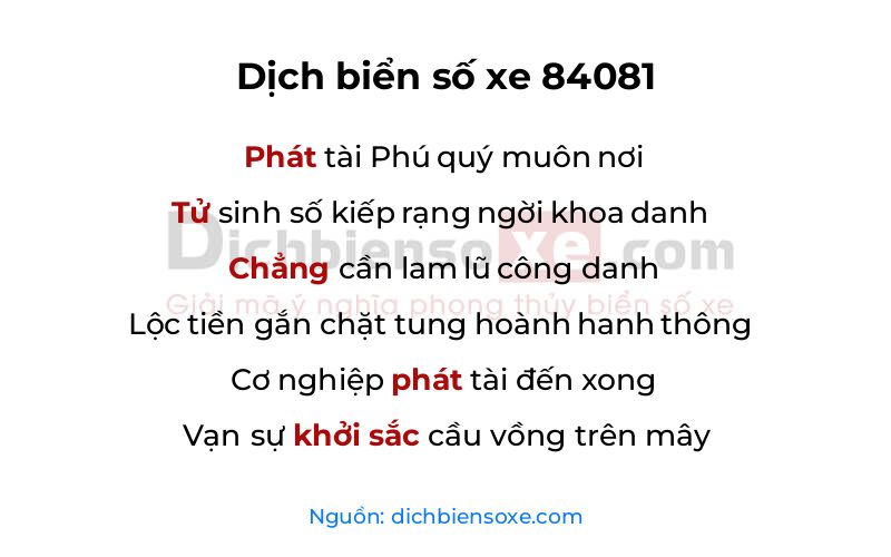 Dịch thơ biển số 84081