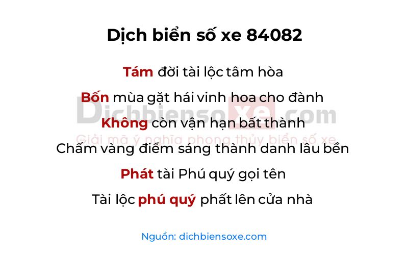 Dịch thơ biển số 84082
