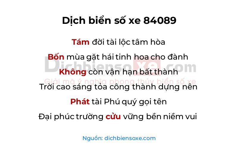 Dịch thơ biển số 84089