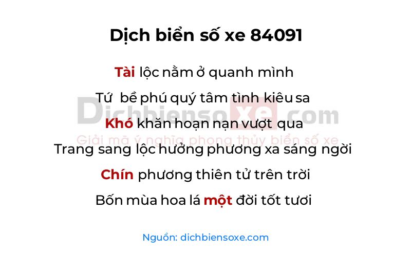 Dịch thơ biển số 84091