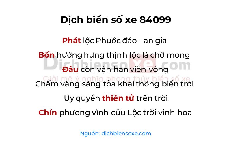 Dịch thơ biển số 84099