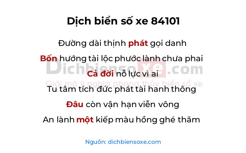 Dịch thơ biển số 84101