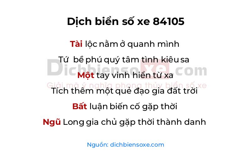 Dịch thơ biển số 84105